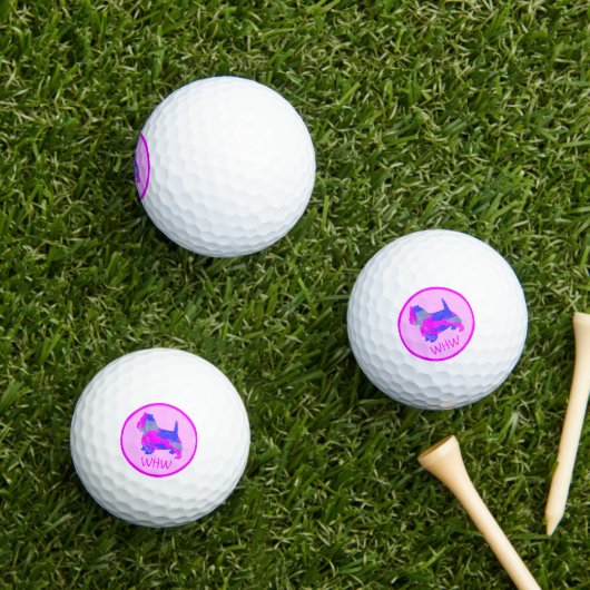 West Highland Westie Pink Dog Silhouette Mono Golfballen (Insitu Gras)