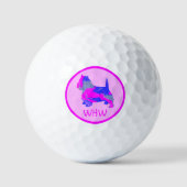 West Highland Westie Pink Dog Silhouette Mono Golfballen (Voorkant)