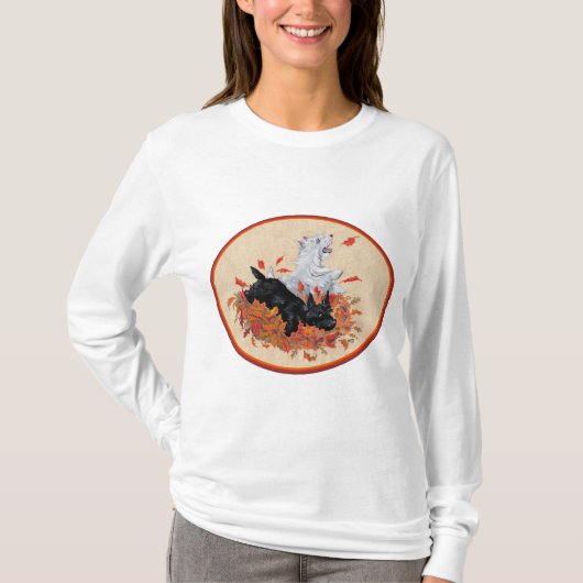 West Highland White en Schotse Terriers Herfst T-shirt (Voorkant)