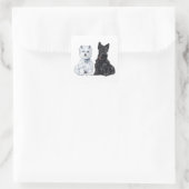 West Highland White en Scottish Terriers Vierkante Sticker (Tas)
