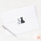 West Highland White en Scottish Terriers Vierkante Sticker (Envelop)
