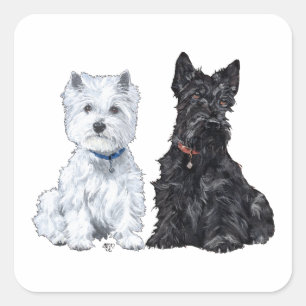 West Highland White en Scottish Terriers Vierkante Sticker