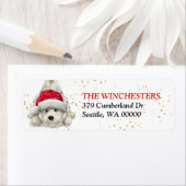 West Highland White Santa Hat Address Label (Insitu)