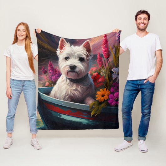 West Highland White Terrier aan boord Fleece Deken (In situ)