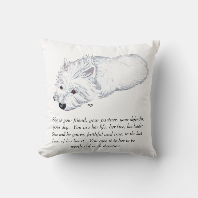 West Highland White Terrier Aandenken Kussen (Voorkant)