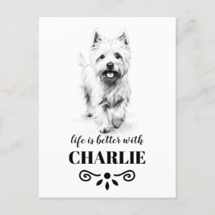 West Highland White Terrier Aangepaste hondennaam Briefkaart