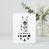 West Highland White Terrier Aangepaste hondennaam Briefkaart (Staand voorkant)