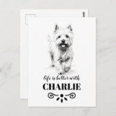 West Highland White Terrier Aangepaste hondennaam Briefkaart (Voorkant / Achterkant)