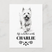 West Highland White Terrier Aangepaste hondennaam Briefkaart (Voorkant)