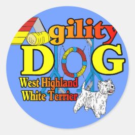 West_Highland_White_Terrier_Agility Ronde Sticker