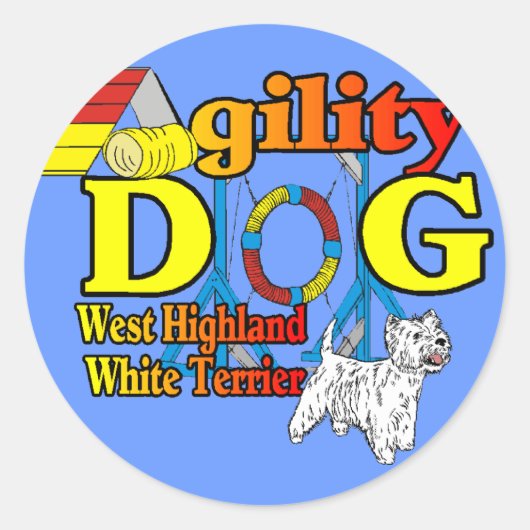 West_Highland_White_Terrier_Agility Ronde Sticker (Voorkant)