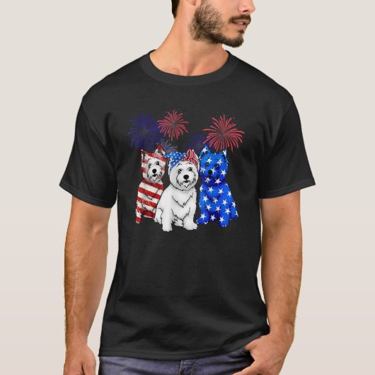 West Highland White Terrier Amerikaanse vlag 4th j T-shirt (Voorkant)