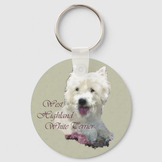 West Highland White Terrier Art Sleutelhanger (Voorkant)
