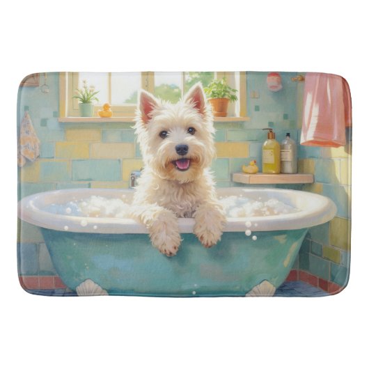 West Highland White Terrier badtijd knuffel  Badmat (Voorkant)