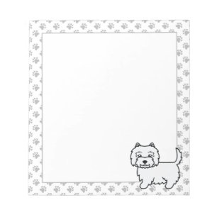West Highland White Terrier Cartoon Dog & Paws Notitieblok