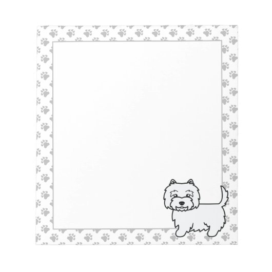 West Highland White Terrier Cartoon Dog & Paws Notitieblok (Voorkant)