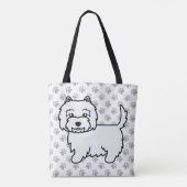 West Highland White Terrier Cartoon Dog & Paws Tote Bag (Achterkant)