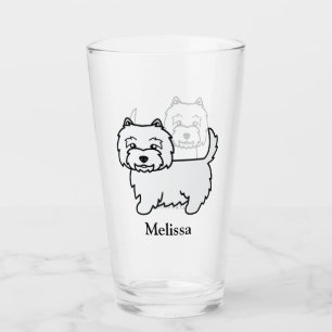 West Highland White Terrier Cartoon Hond & Naam Glas