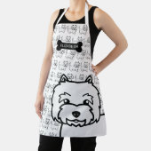 West Highland White Terrier Cartoon Hond & Naam Schort (Insitu)