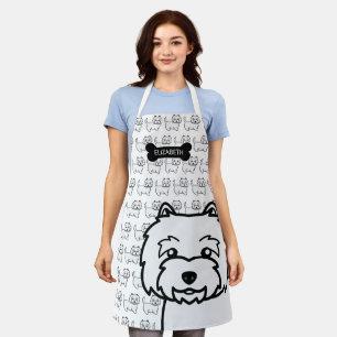 West Highland White Terrier Cartoon Hond & Naam Schort