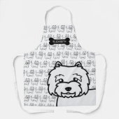 West Highland White Terrier Cartoon Hond & Naam Schort (Voorkant)