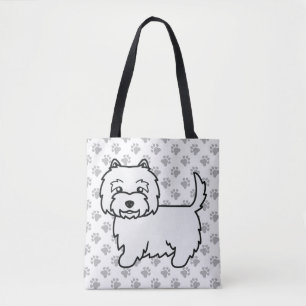 West Highland White Terrier Cartoon Hond & Pootafd Tote Bag