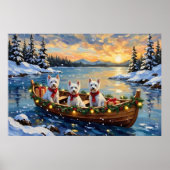 West Highland White Terrier Christmas Boat Holiday Poster (Voorkant)