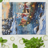 West Highland White Terrier Christmas Boat Holiday Theedoek (Gevouwen)