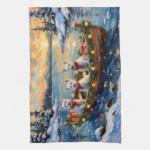 West Highland White Terrier Christmas Boat Holiday Theedoek (Verticaal)