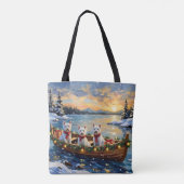 West Highland White Terrier Christmas Boat Holiday Tote Bag (Achterkant)