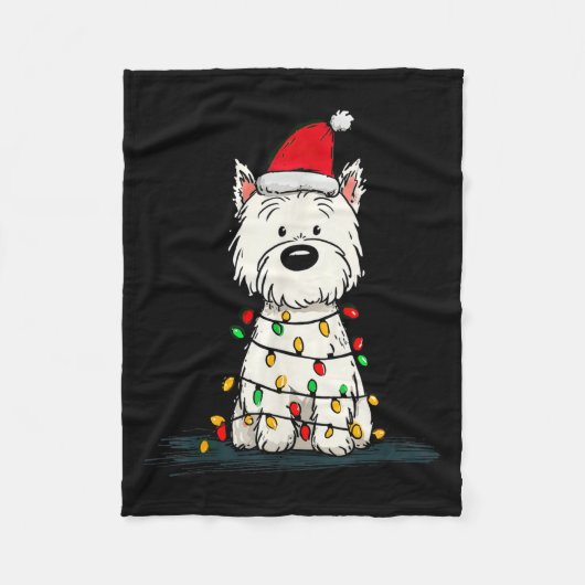 West Highland White Terrier Christmas Graphics Dog Fleece Deken (Voorkant)