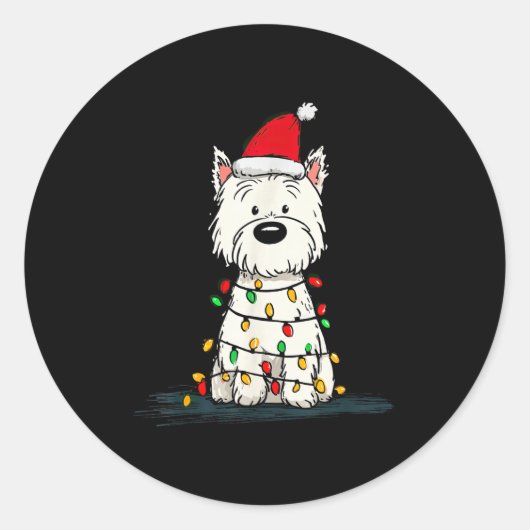 West Highland White Terrier Christmas Graphics Dog Ronde Sticker (Voorkant)
