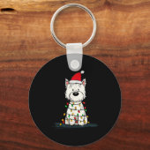 West Highland White Terrier Christmas Graphics Dog Sleutelhanger (Voorkant)