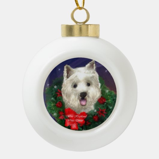West Highland White Terrier Christmas Keramische Bal Ornament (Voorkant)
