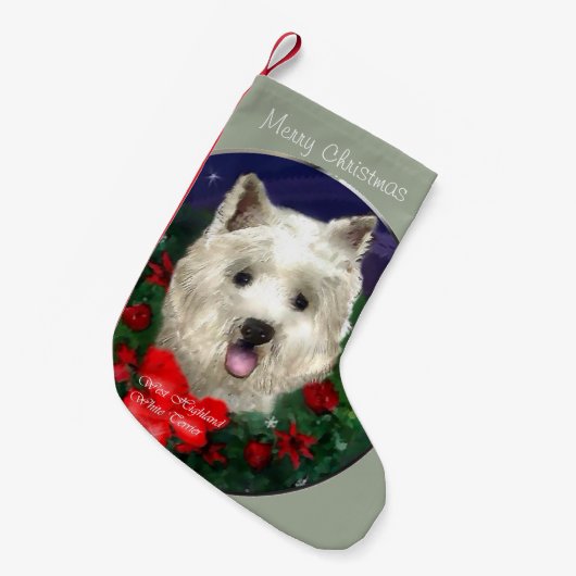 West Highland White Terrier Christmas Kleine Kerstsok (Voorkant (Hangend))