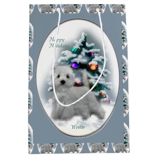 West Highland White Terrier Christmas Medium Cadeauzakje (Voorkant)
