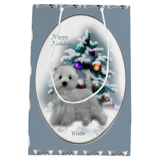 West Highland White Terrier Christmas Medium Cadeauzakje (Achterkant)