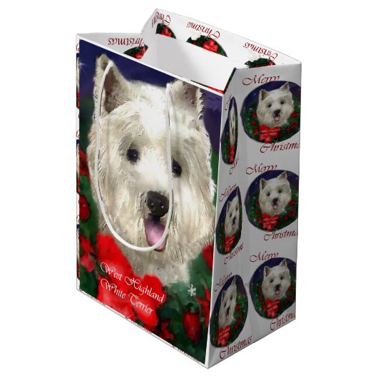 West Highland White Terrier Christmas Medium Cadeauzakje (Achterkant Gekanteld)