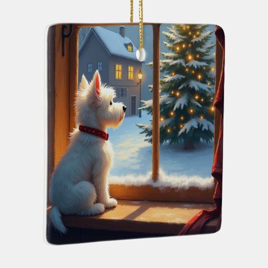 West Highland White Terrier Christmas Morning View Keramisch Ornament (Rechts)