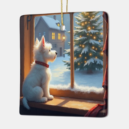 West Highland White Terrier Christmas Morning View Keramisch Ornament (Links)