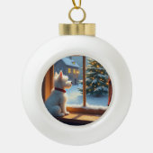 West Highland White Terrier Christmas Morning View Keramische Bal Ornament (Voorkant)