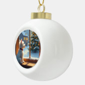 West Highland White Terrier Christmas Morning View Keramische Bal Ornament (Rechts)