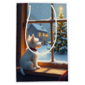 West Highland White Terrier Christmas Morning View Medium Cadeauzakje (Voorkant)