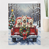 West Highland White Terrier Christmas Red Truck Kaart (Voorkant)