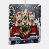 West Highland White Terrier Christmas Red Truck Keramisch Ornament (Rechts)