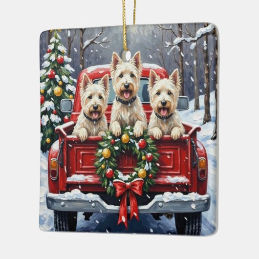 West Highland White Terrier Christmas Red Truck Keramisch Ornament (Links)