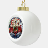 West Highland White Terrier Christmas Red Truck Keramische Bal Ornament (Rechts)