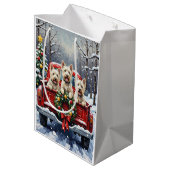 West Highland White Terrier Christmas Red Truck Medium Cadeauzakje (Achterkant Gekanteld)