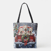 West Highland White Terrier Christmas Red Truck Tote Bag (Achterkant)