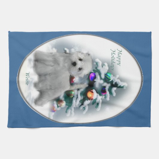 West Highland White Terrier Christmas Theedoek (Horizontaal)